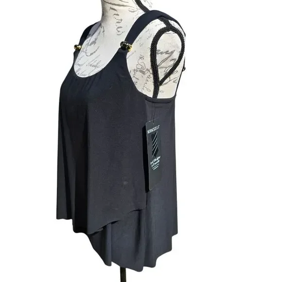 Miraclesuit 8B NWT Black Solid‎ Razzle Dazzle Underwire Tankini Top Women's 8
